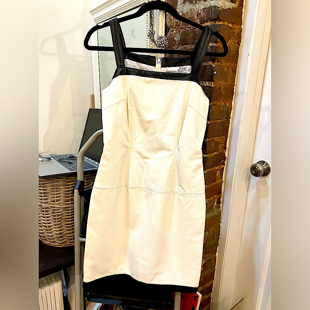 Piped Classic 90s Vintage Leather Dress - Good Vintage Condition, Size 00